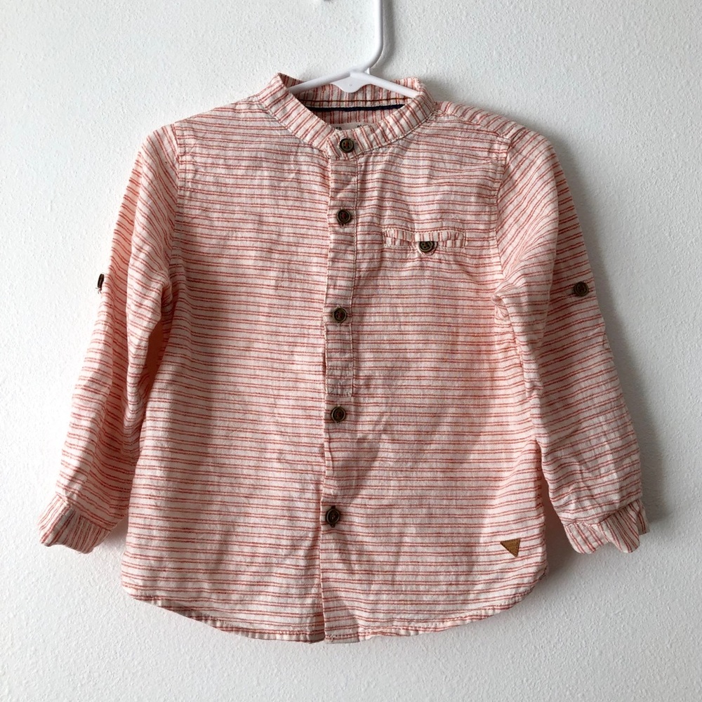 ZARA Mandarin Collar Striped Shirt